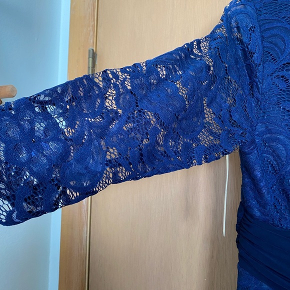 Kiyonna Navy Blue Screen Siren Lace Evening Gown - Picture 5 of 14